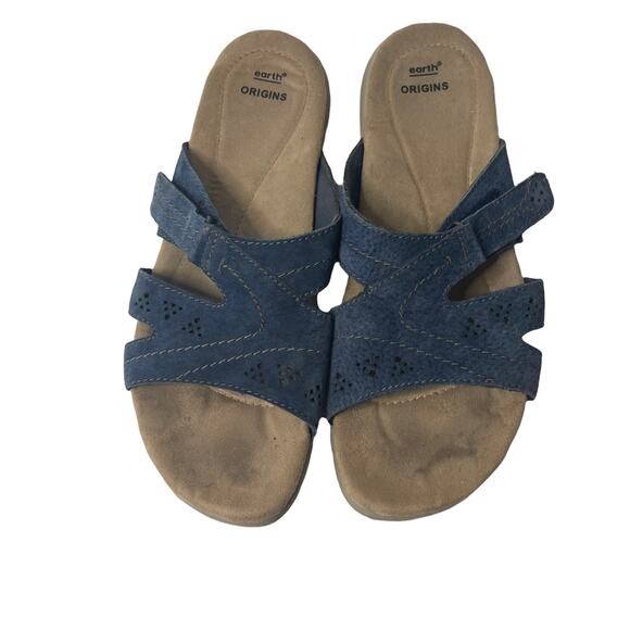 Earth‎ Orgins Women's Size 11 Blue Slide Leather Comfort Sandals - Picture 1 of 8